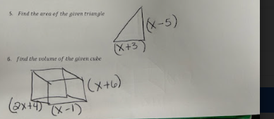 5. Find the arco of the given triangle (X - 5 6.