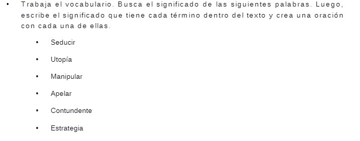 Trabaja el vocabulario. Busca el significado de
