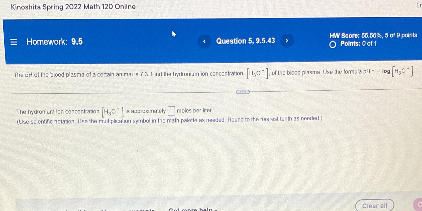 Kinoshita Spring 2022 Math 120 Online Er =