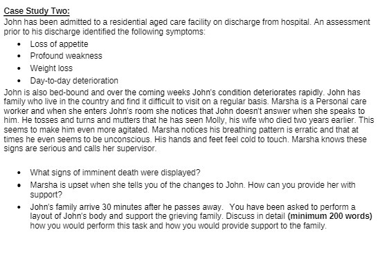 Case Study Two: John has been admitted to a