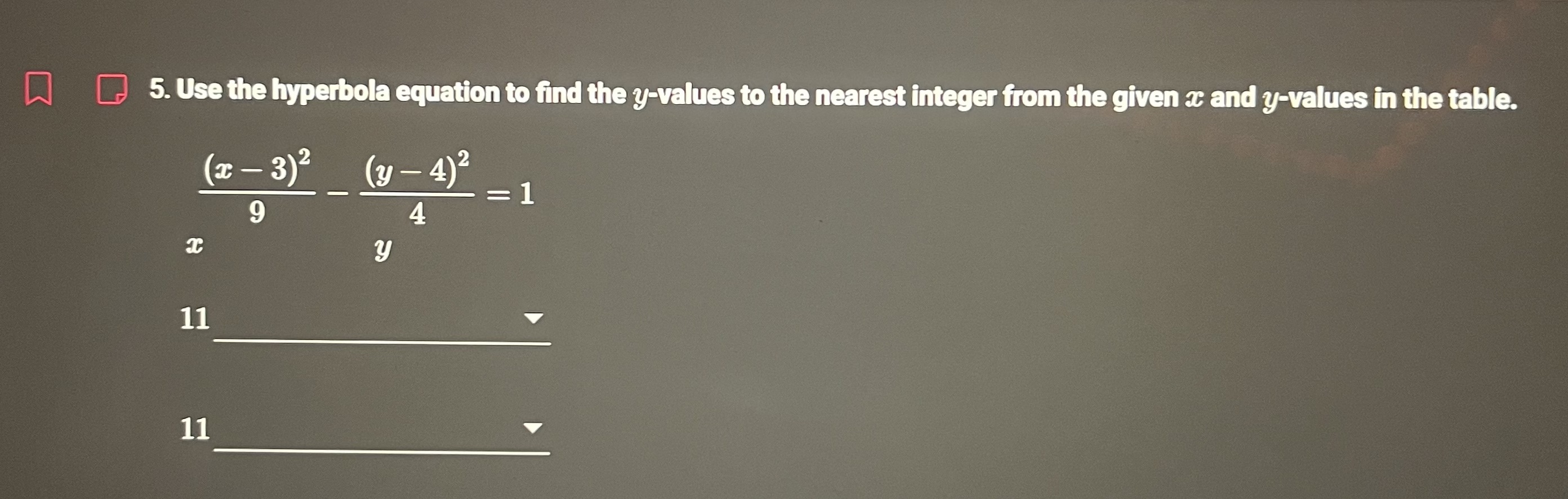 5. Use the hyperbola equation to find the