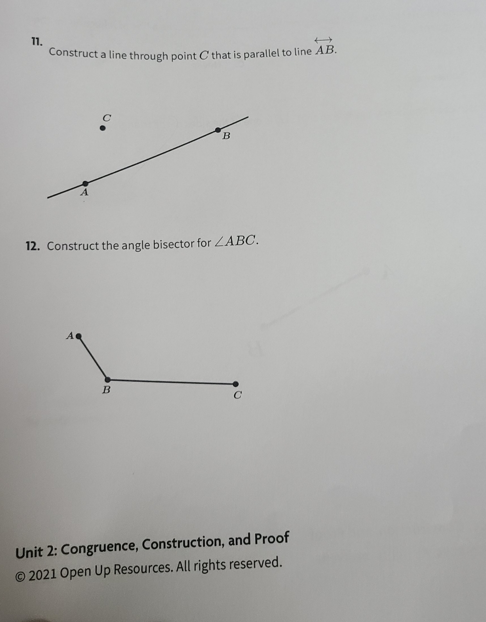 geometry using a compass 11. Construct a line