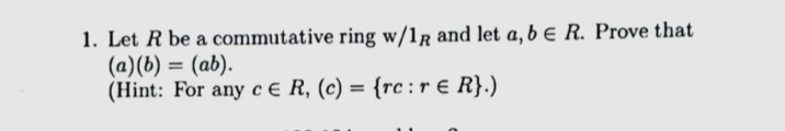 Well written pls 1. Let R be a commutative ring