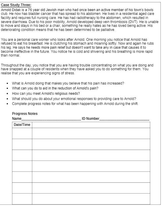 Case Study Three: Arnold Didalr is a