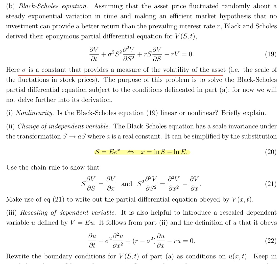 question i, ii and iii (b) Black-Scholes