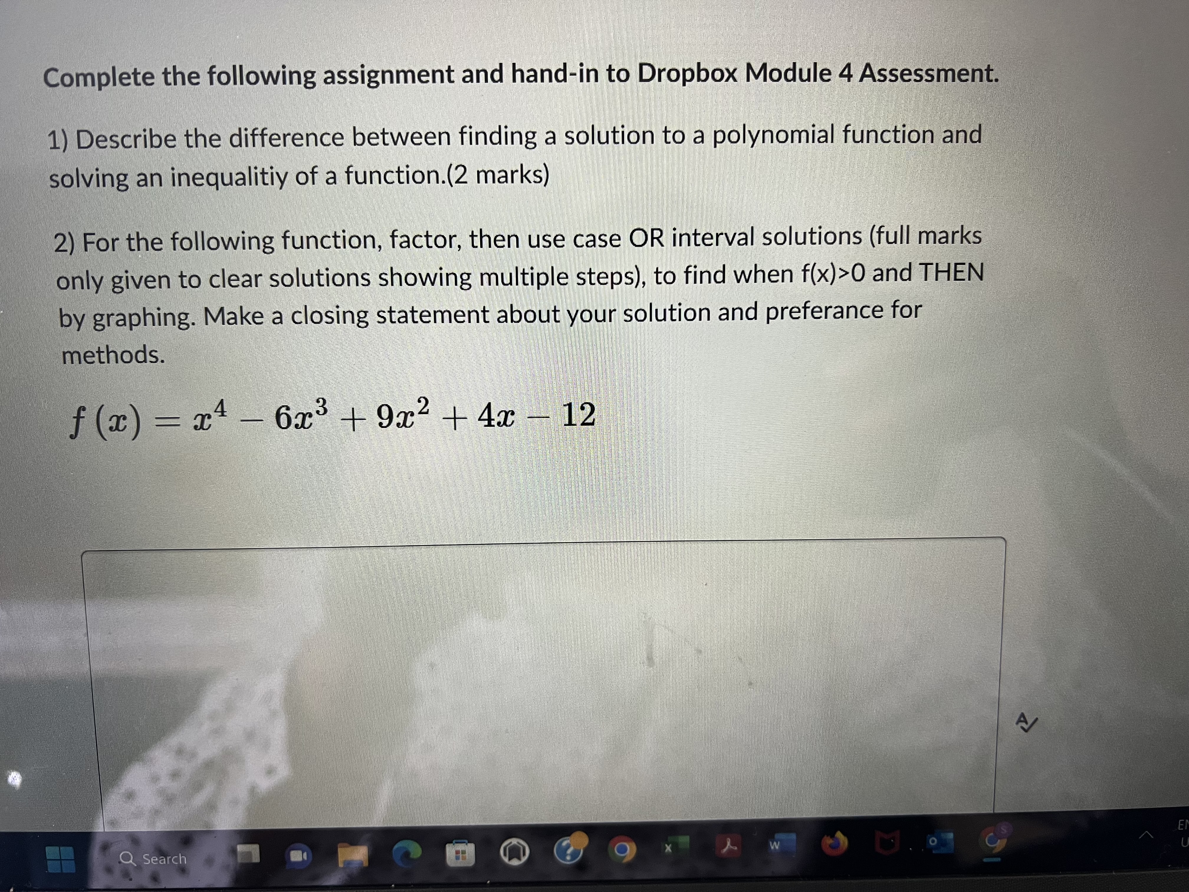 Complete the following assignment and hand-in to