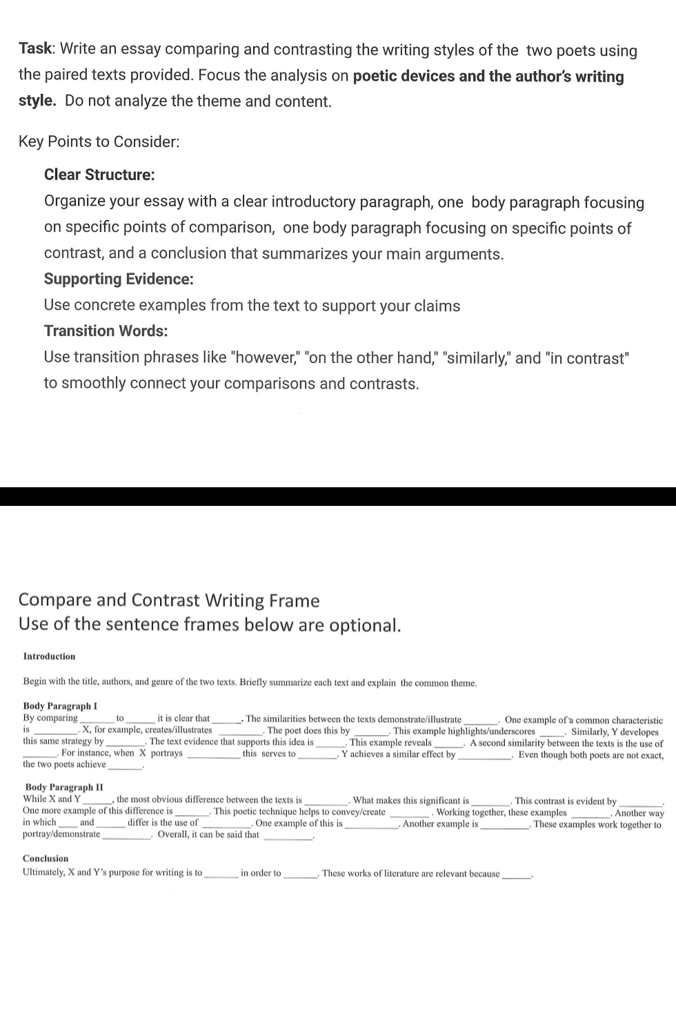 Task: Write an essay comparing and contrasting