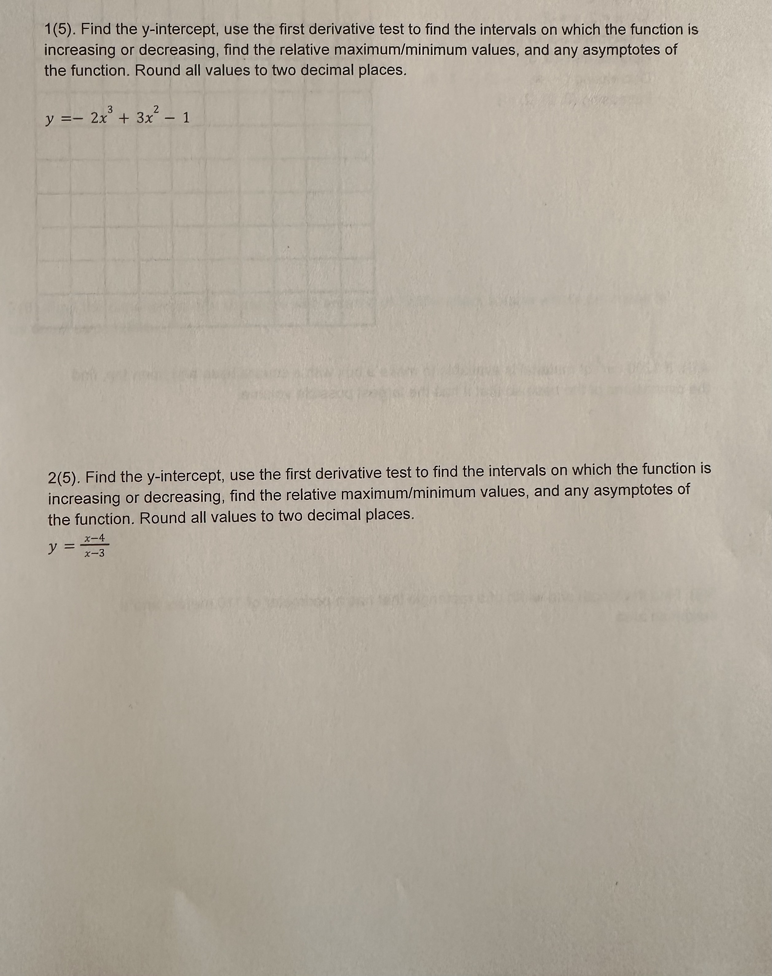 1(5). Find the y-intercept, use the first