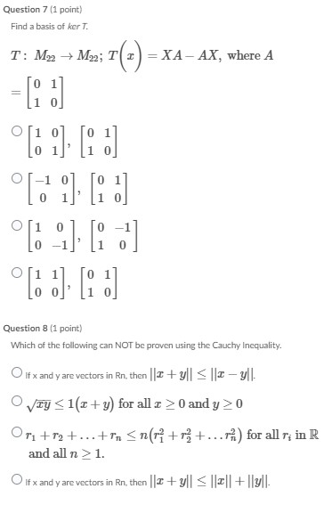 Please answer and show work: Question 7 (1 point)