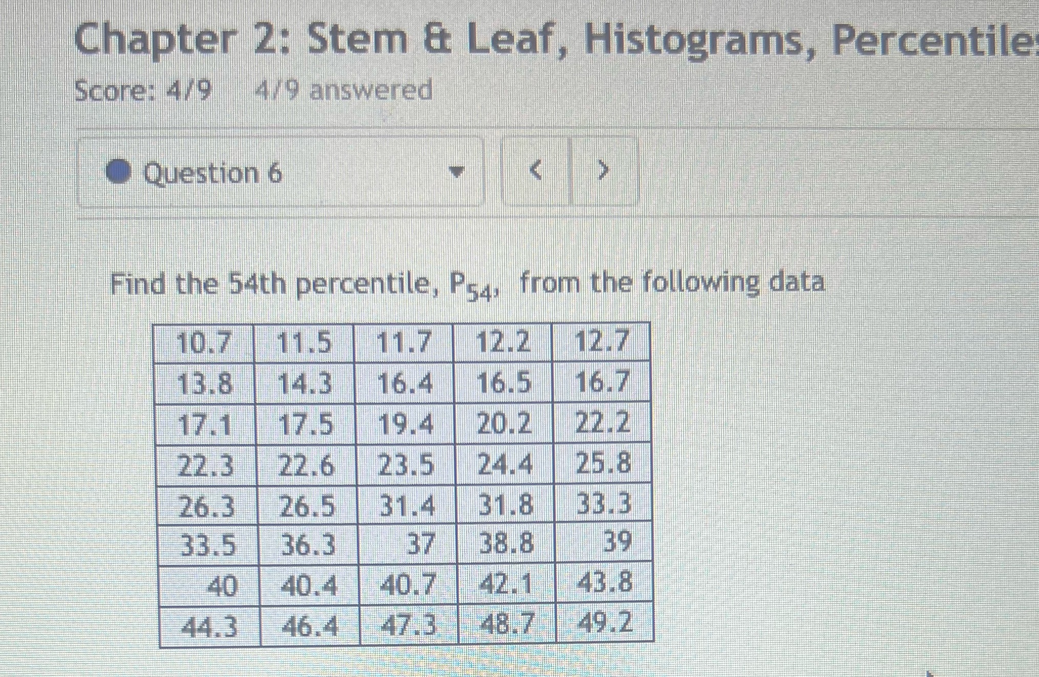 Chapter 2: Stem & Leaf, Histograms, Percentile
