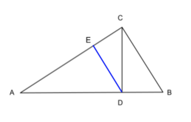 Given triangle ABC with right angles ACB, CDB,