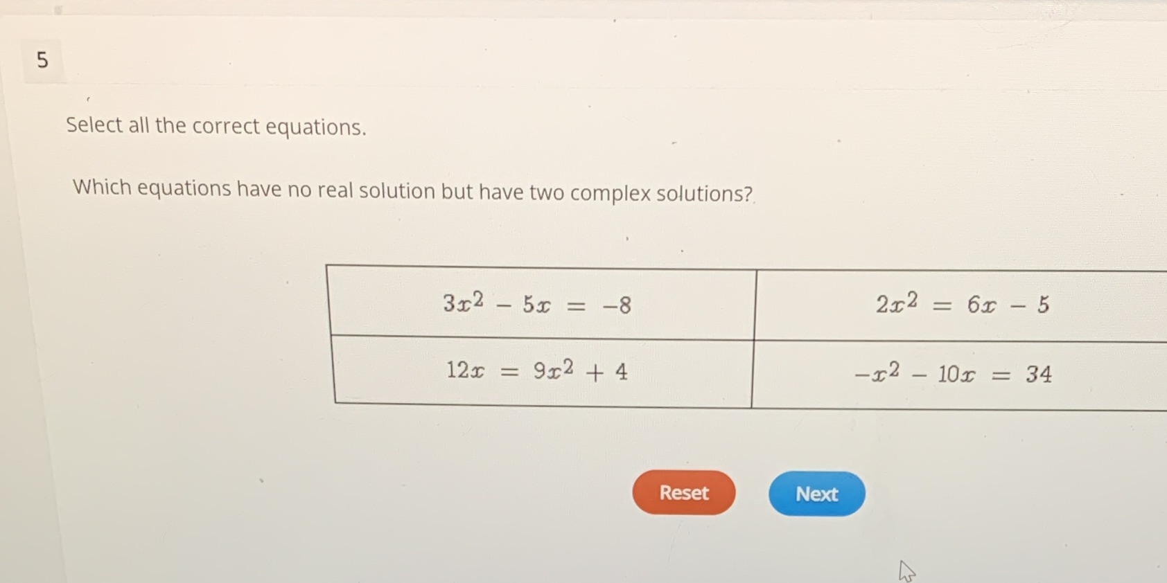 UT Select all the correct equations. Which