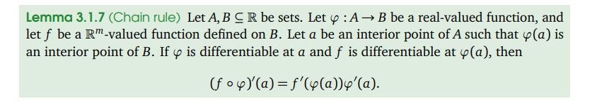 Lemma 3.1.7 (Chain rule) Let A, B C R be sets.