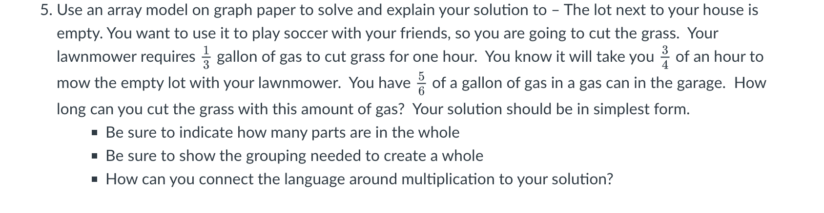 5. Use an array model on graph paper to solve and