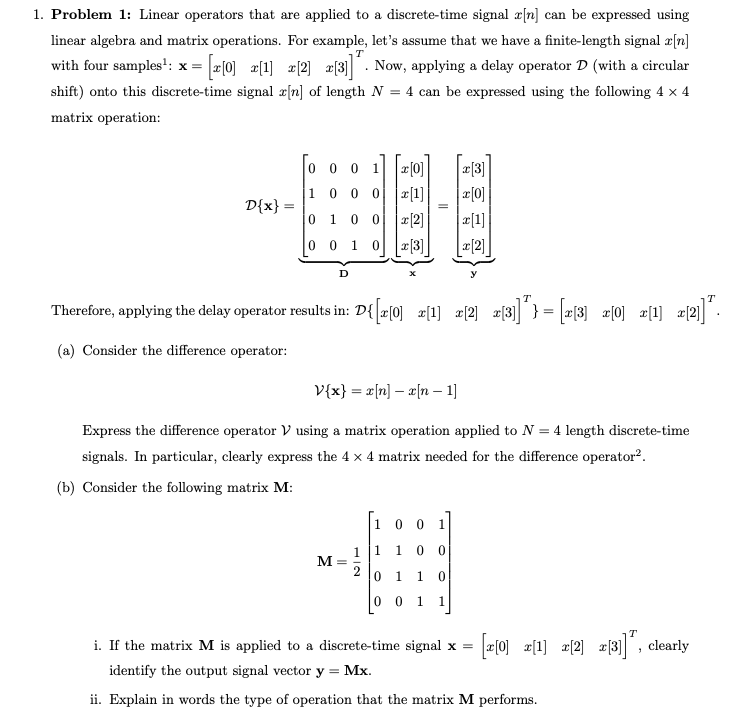Linear operators 1. Problem 1: Linear operators