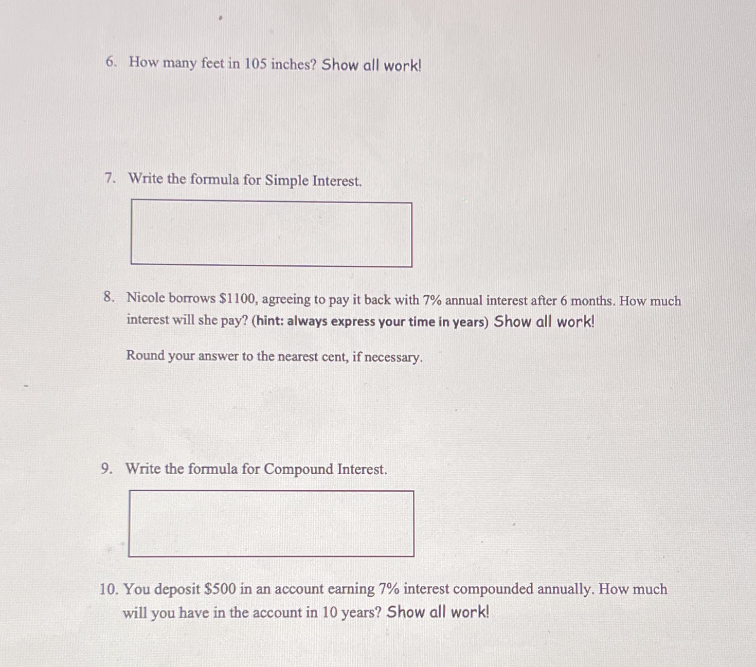 Help please 6. How many feet in 105 inches? Show