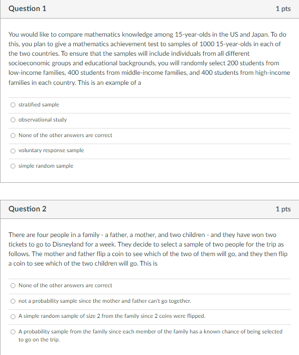 Question 1 1 pts You would like to compare