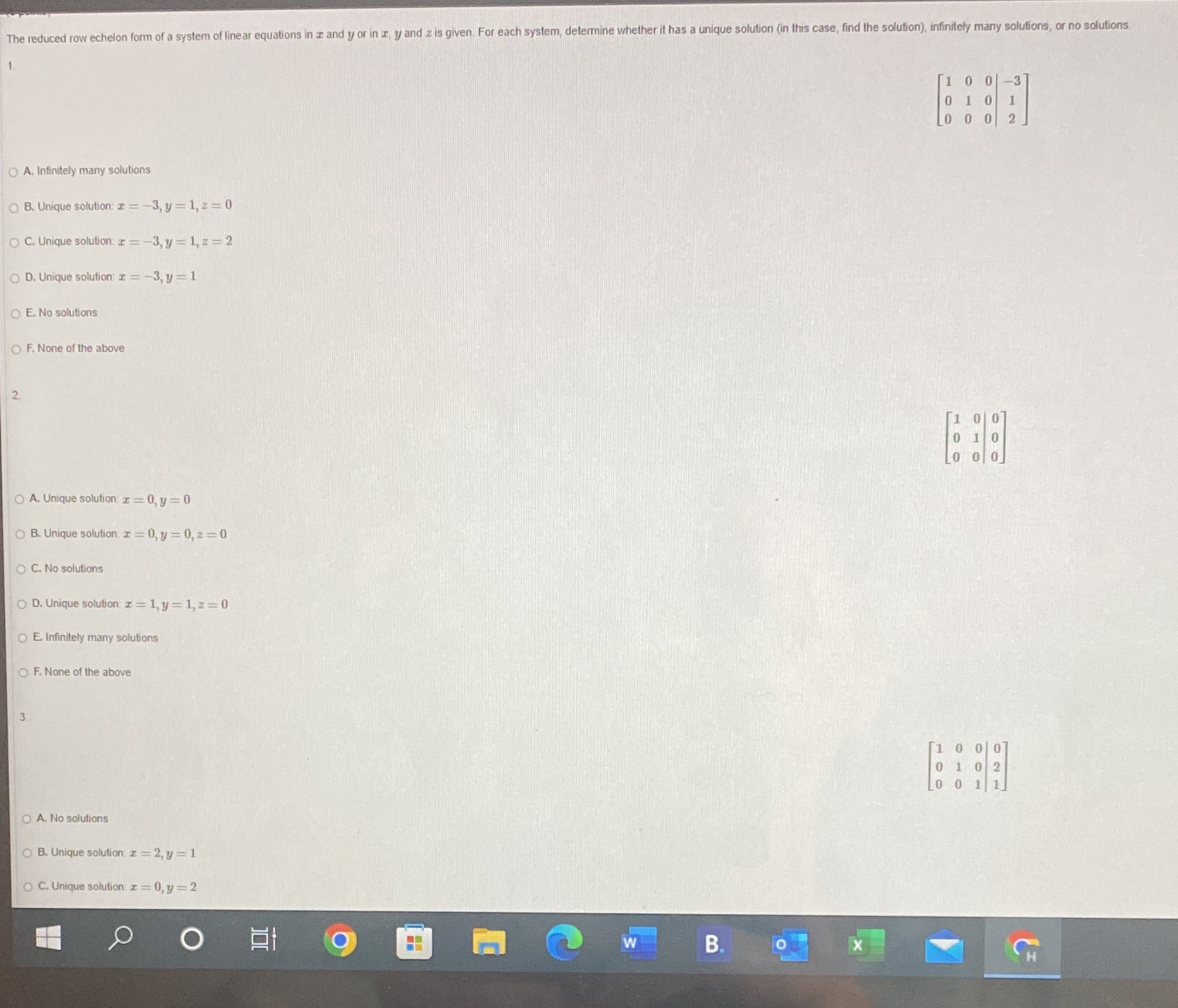The reduced row echelon form of a system of
