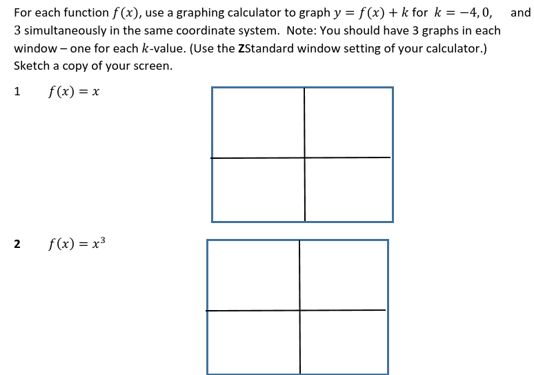 For each function f(x}, use a graphing calculator
