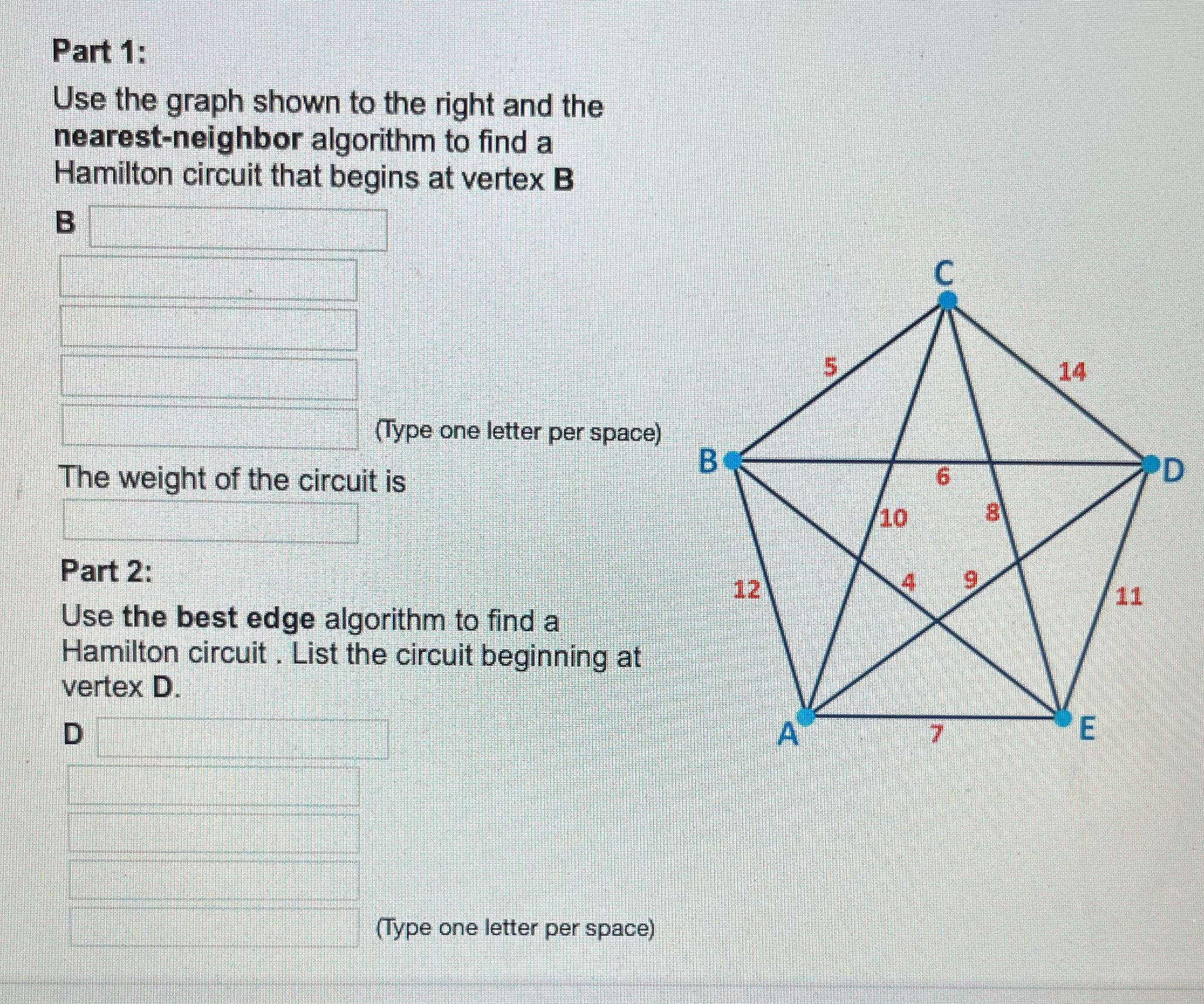Part 1: Use the graph shown to the right and the
