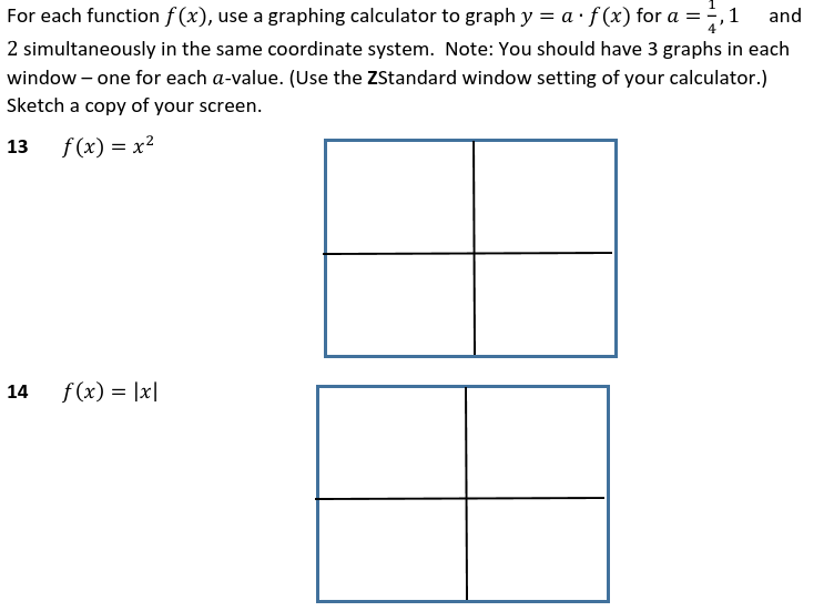 For each function f(x}, use a graphing calculator