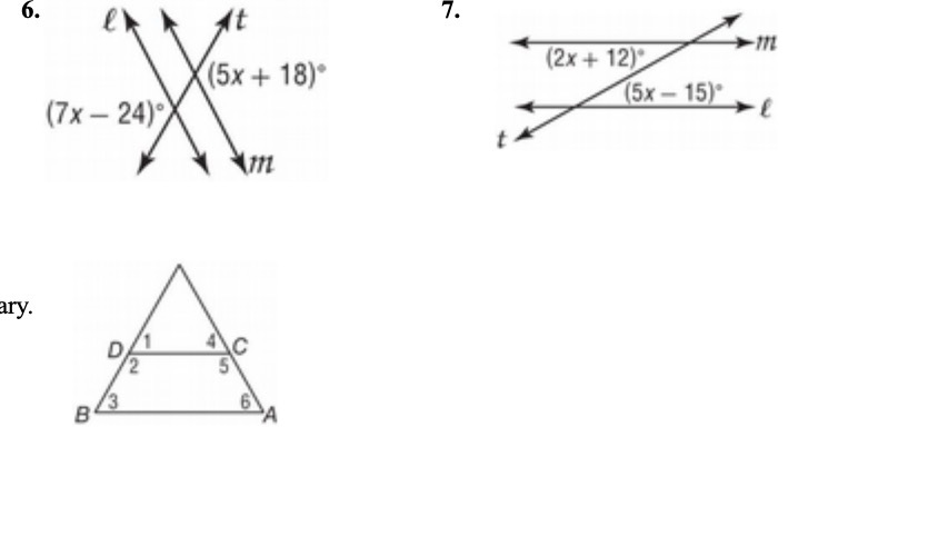 6. e 7. (5x + 18). (2x + 12)" (7x - 24) (5x - 15)
