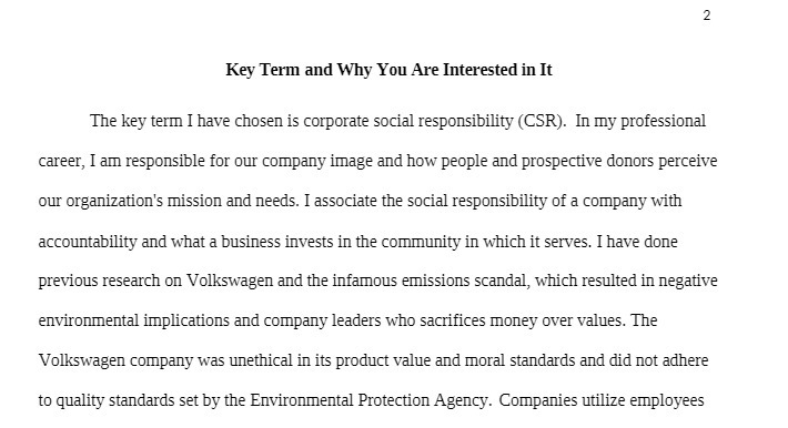 Key Term and Why You Are Interested in It The key