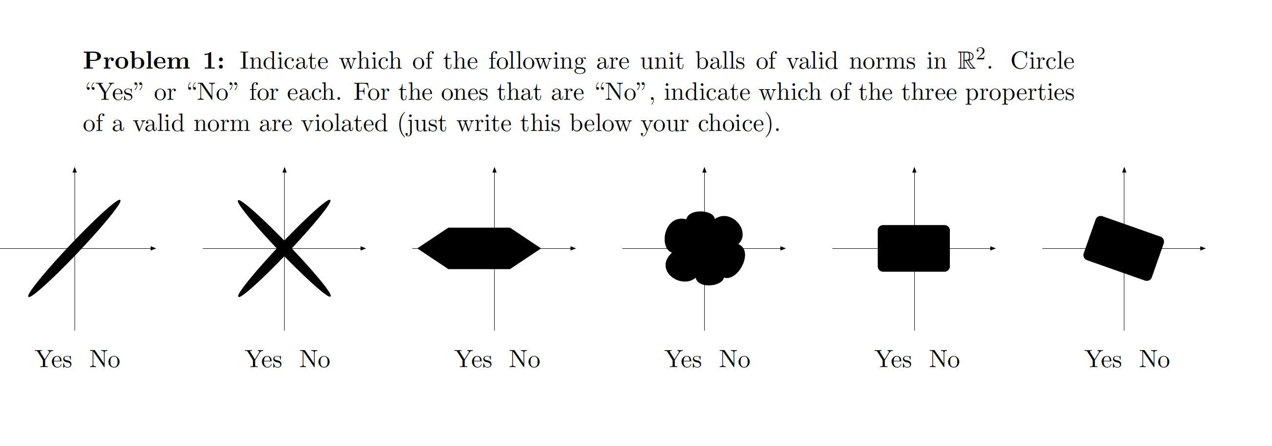 Problem 1: Indicate which of the following are