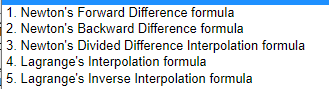 Using anymethod in this 1. Newton's Forward
