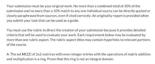 Your submission must be your original work. No