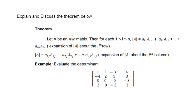 Explain and Discuss the theorem below Theorem Let