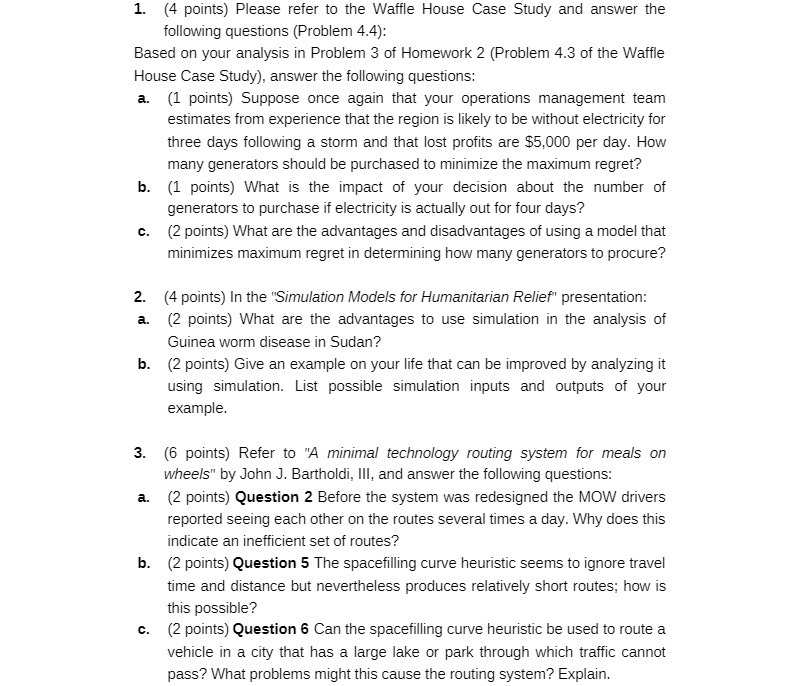 1. [4 points} Please refer to the Waffle House