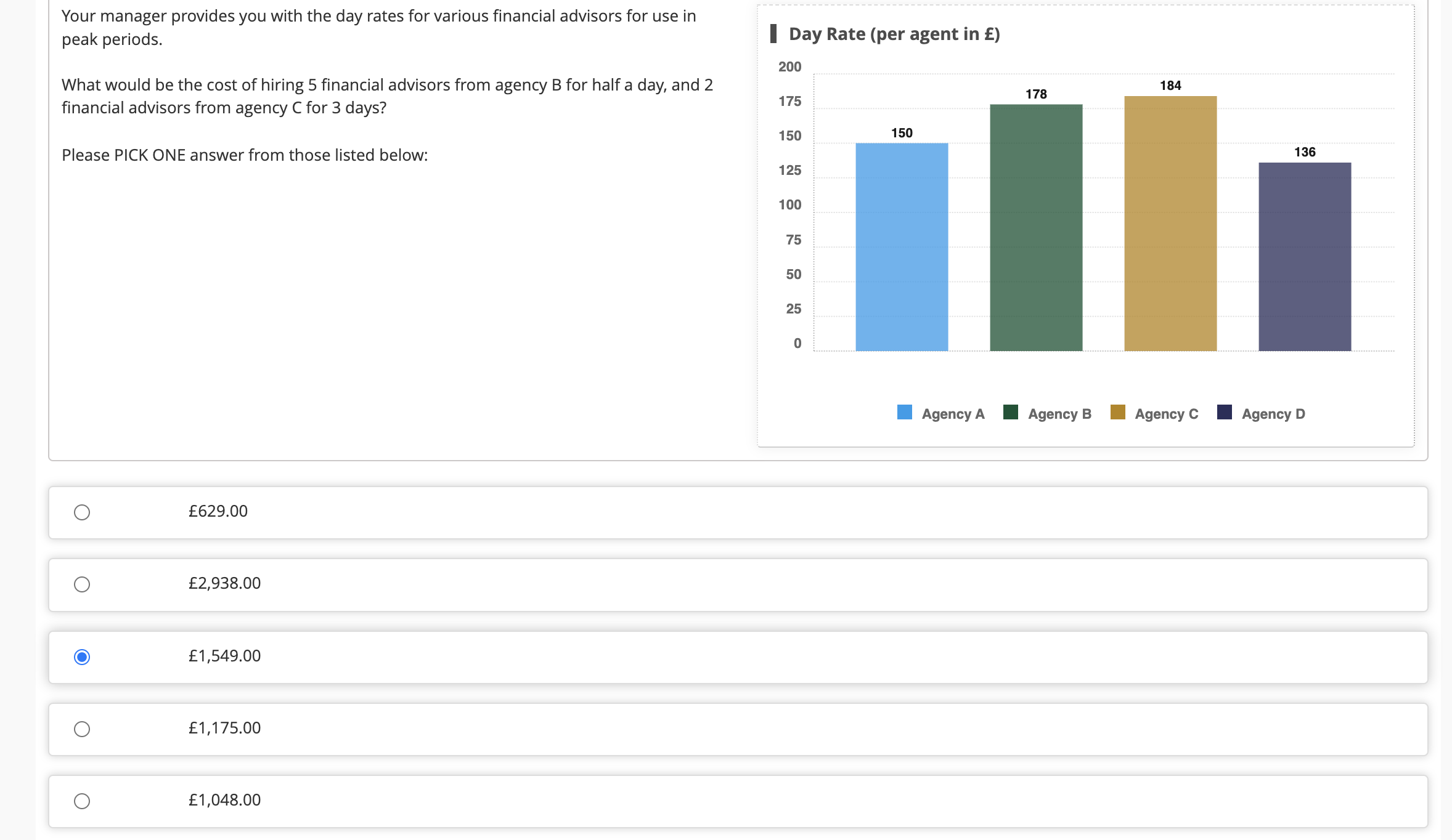 Your manager provides you with the day rates for
