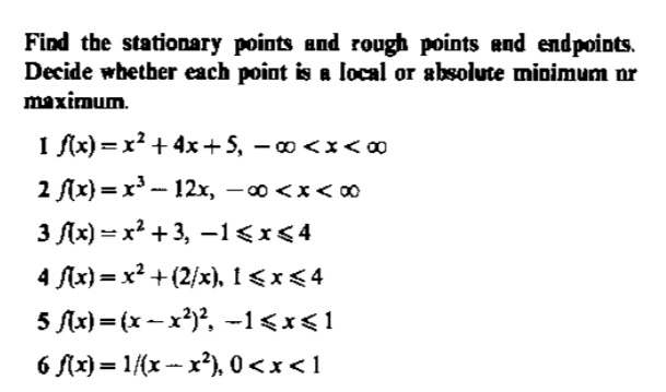 Find the stationary points and rough points and