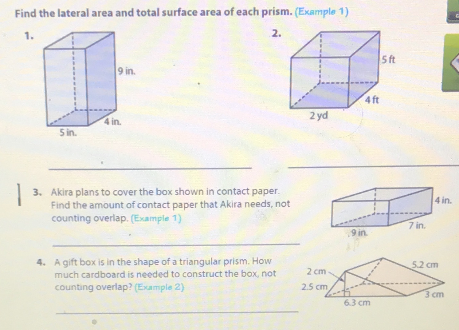 Find the lateral area and total surface area of