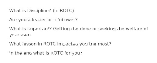 What is Discipline? (In ROTC) Are you a leader or