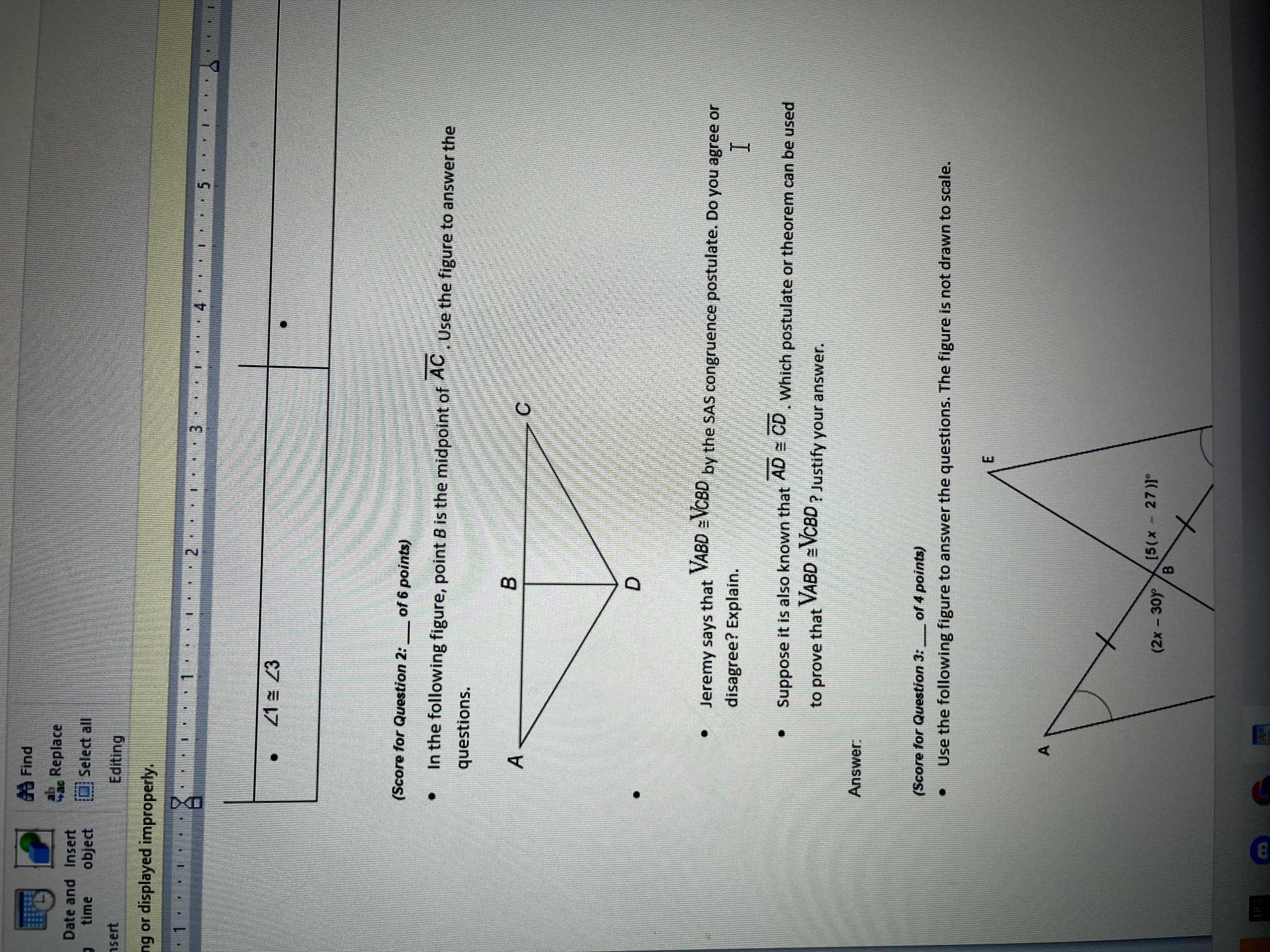 D " Jeremy says that VABD = VCBD by the SAS