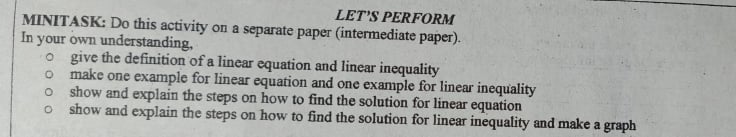 LINEAR LET'S TRY Activity 1: Compare column