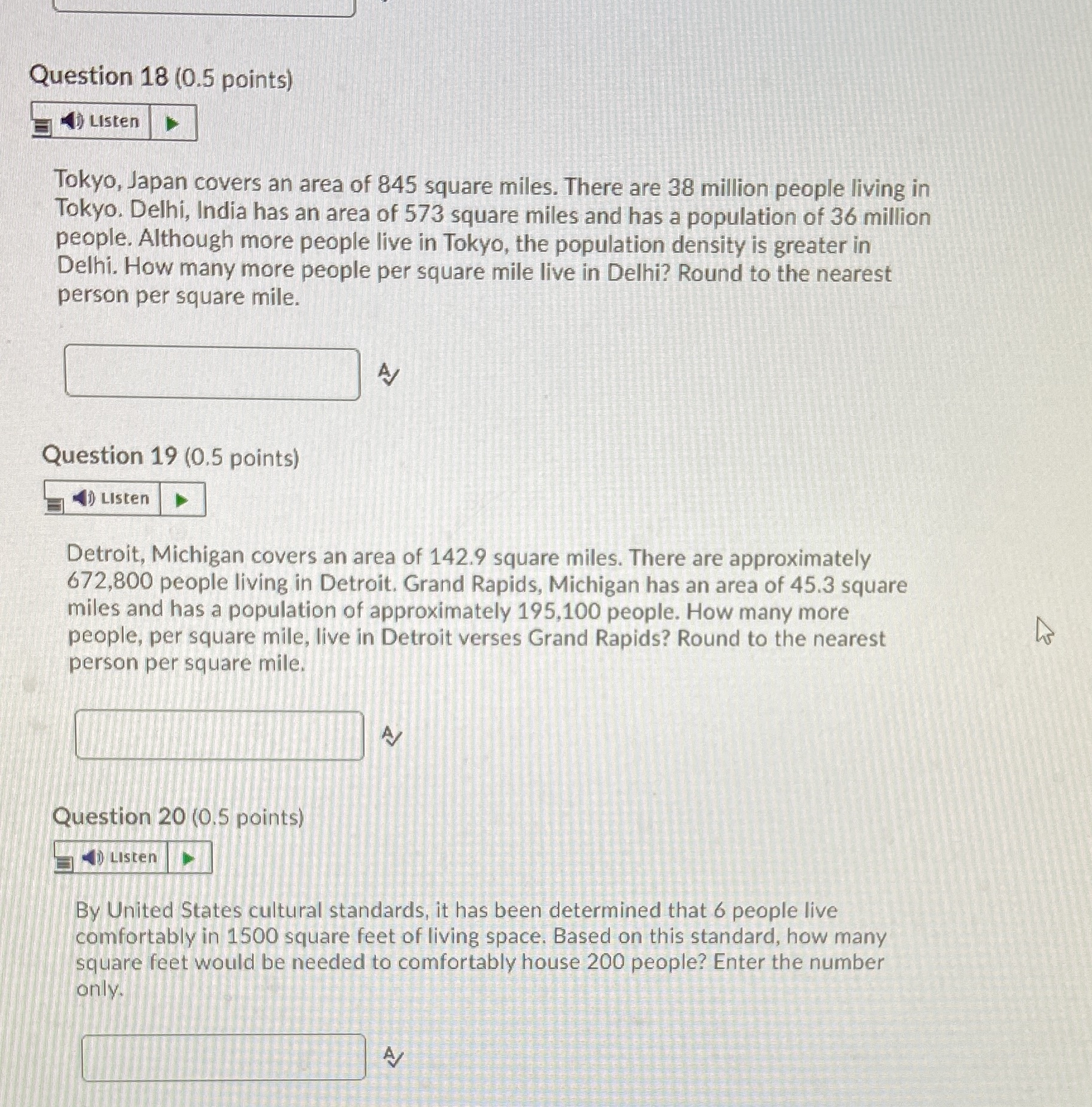 Question 18 (0.5 points) Listen Tokyo, Japan
