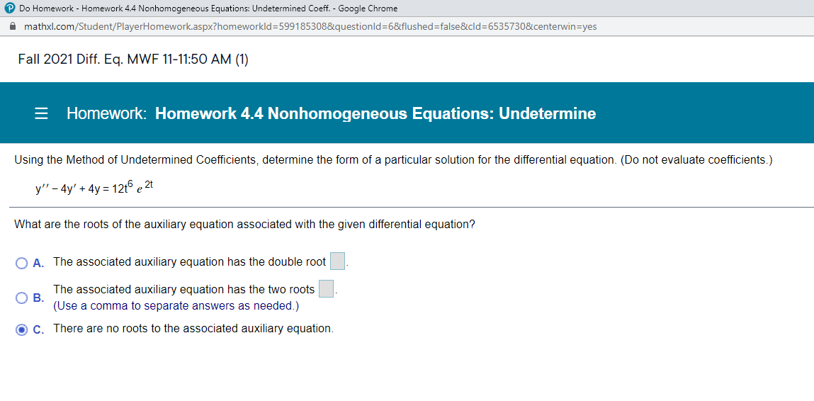 P Do Homework - Homework 4.4 Nonhomogeneous