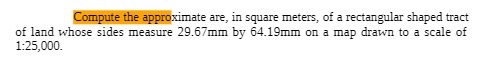 Compute the approximate are, in square meters, of