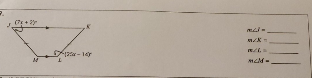 The quadrilateral is a trapezoid find the missing