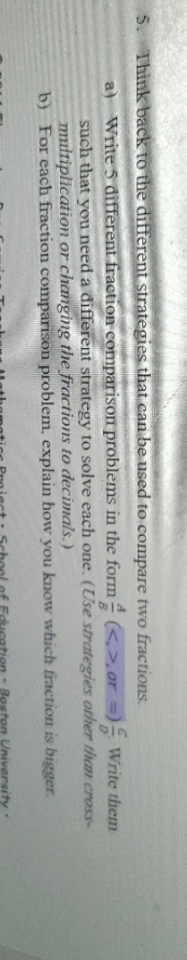 5. Think back to the different strategies that