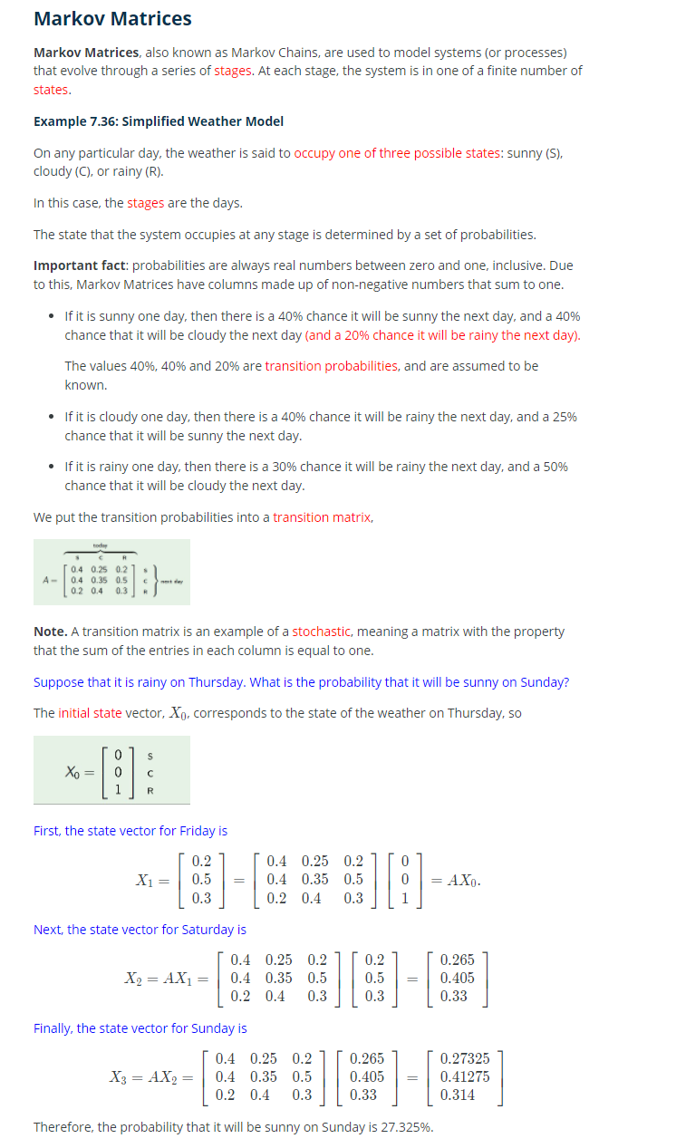 Markov Matrices Markov Matrices. also known as