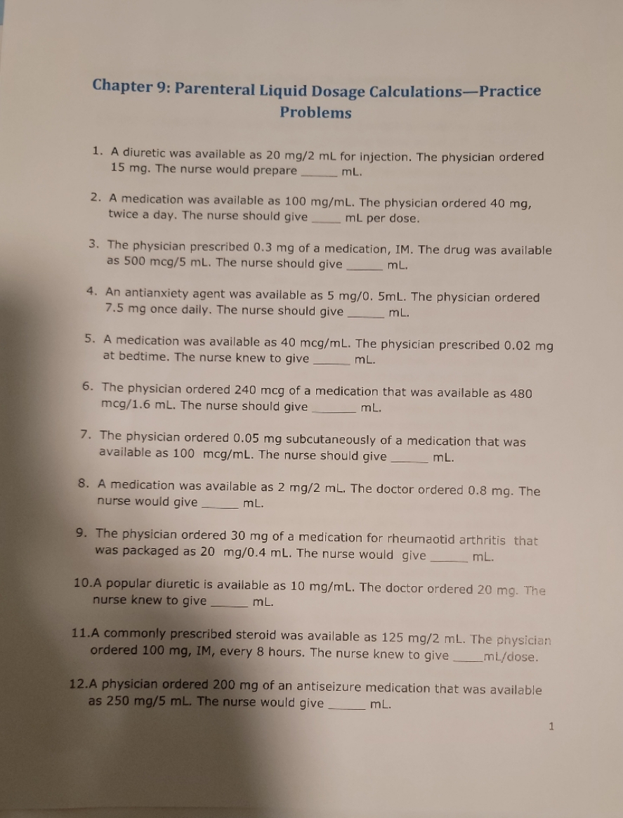 Chapter 9: Parenteral Liquid Dosage