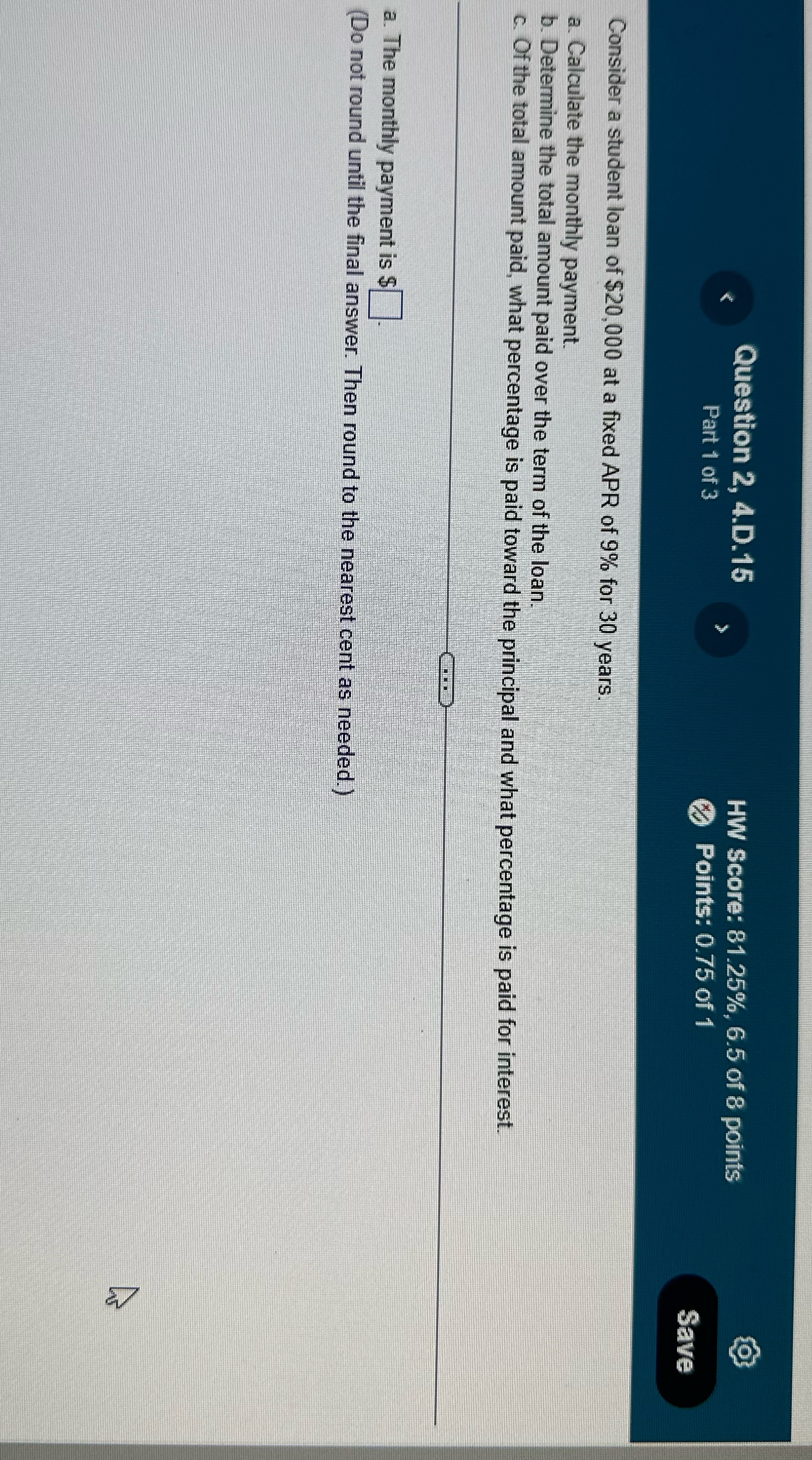 Question 2, 4.D.15 HW Score: 81.25%, 6.5 of 8