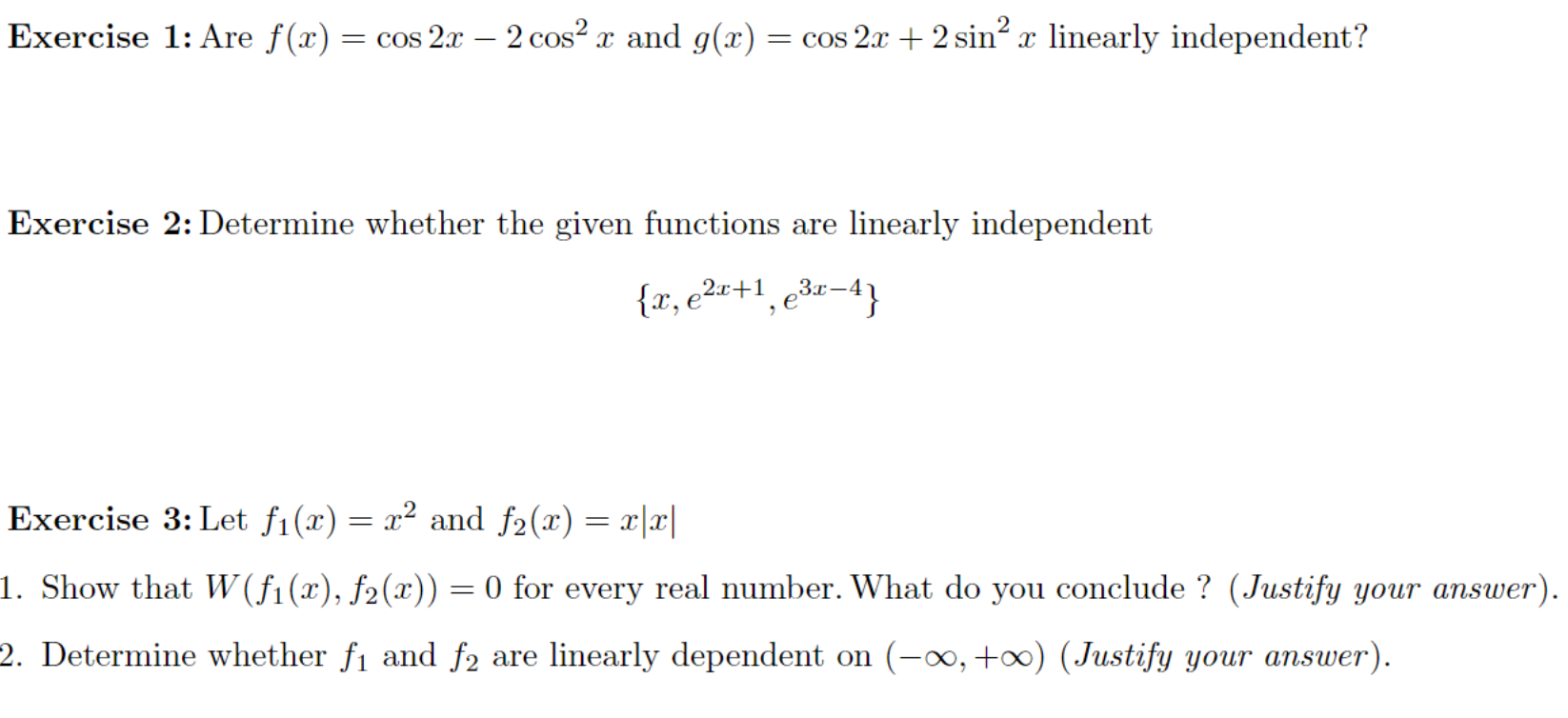 2 Exercise 1: Are f (.1) = cos 2r 2005 :r. and