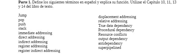 Parte 1. Define los siguientes terminos en
