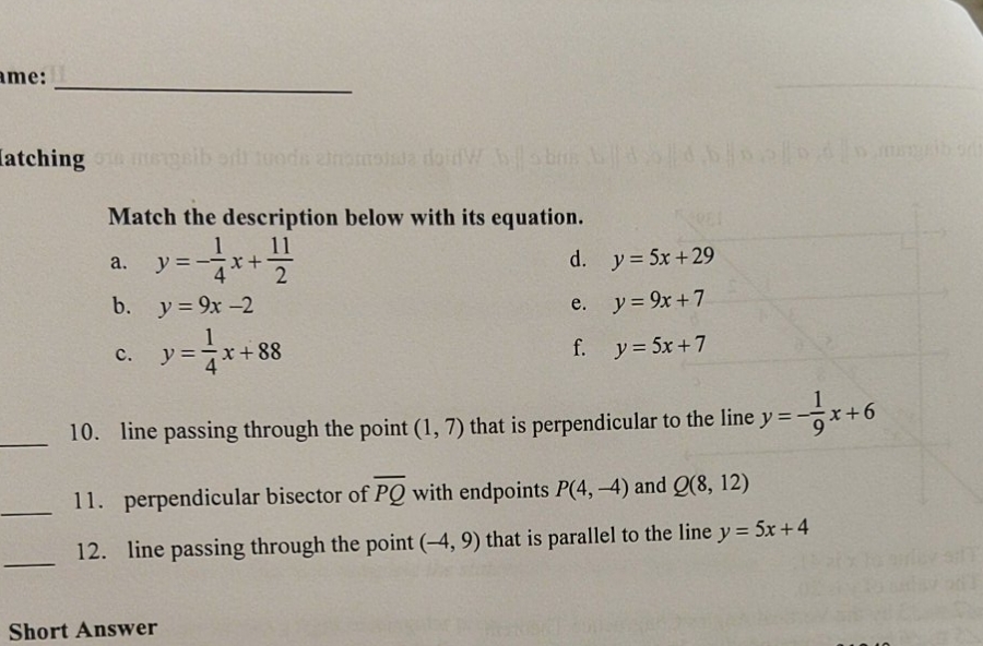 match the description with it's equation me: