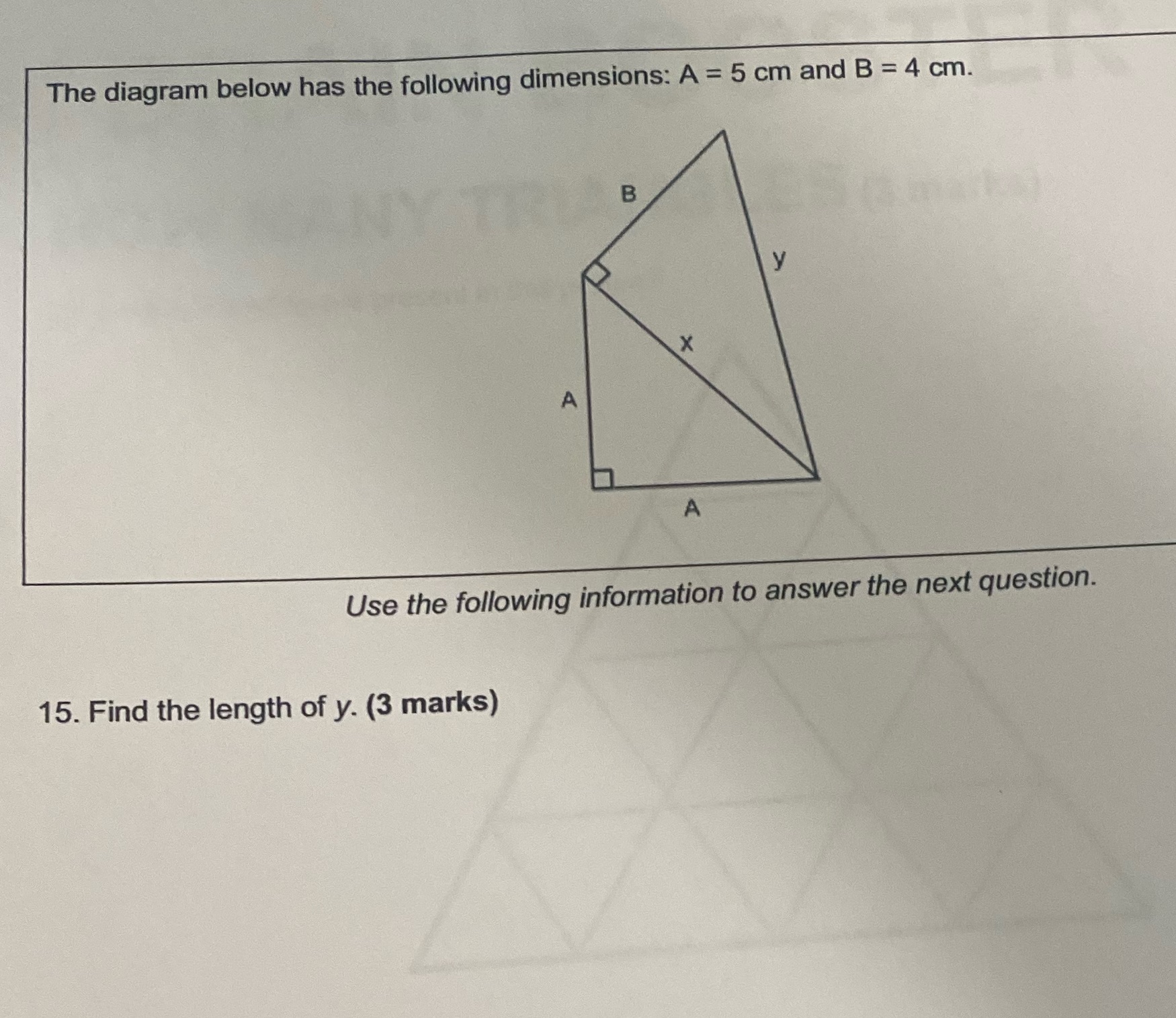 The diagram below has the following dimensions: A